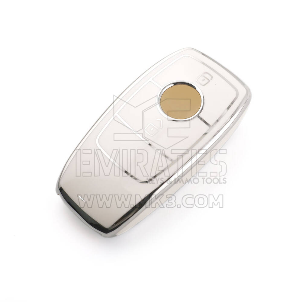 Nova capa Nano de reposição de alta qualidade para chave remota Mercedes com 2 botões, cor branca, moldura prateada, Benz-B11Y2 | Chaves Emirates