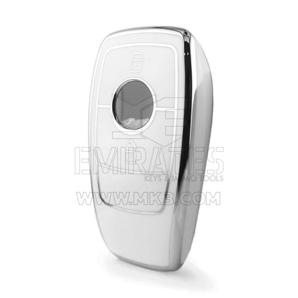 Nano High Quality Cover For Mercedes Remote Key 2 Button White Color Silver Frame Benz-B11Y2