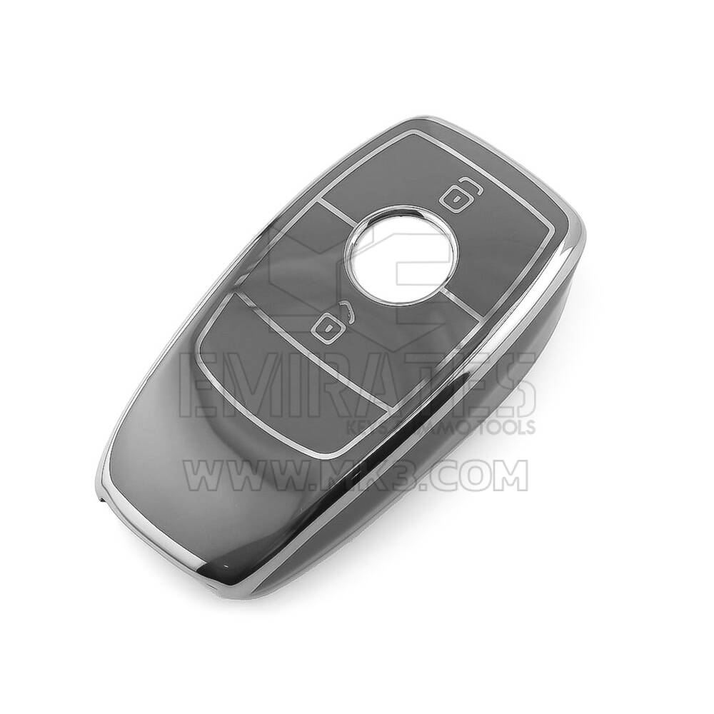 Nueva funda nano de alta calidad para llave remota Mercedes de 2 botones, color gris oscuro, marco plateado, Benz-B11Y2 | Emirates Keys
