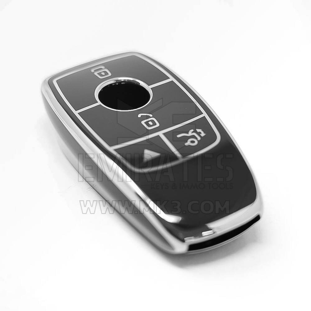 Nova capa Nano de reposição de alta qualidade para chave remota Mercedes com 4 botões, cor preta, moldura prateada, Benz-B11Y4 | Chaves Emirates