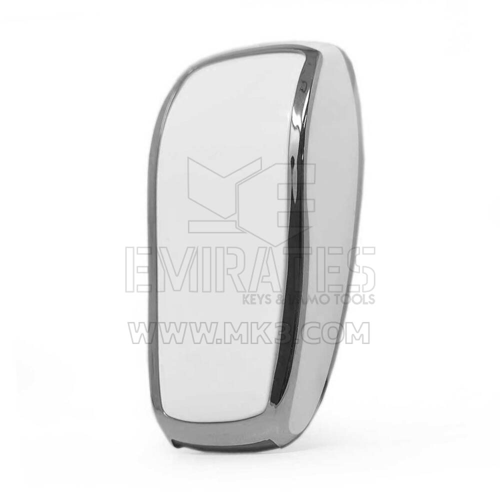 Capa Nano para Chave Remota Mercedes com 4 Botões e Moldura Branca e Prateada Benz-B11Y4 | MK3