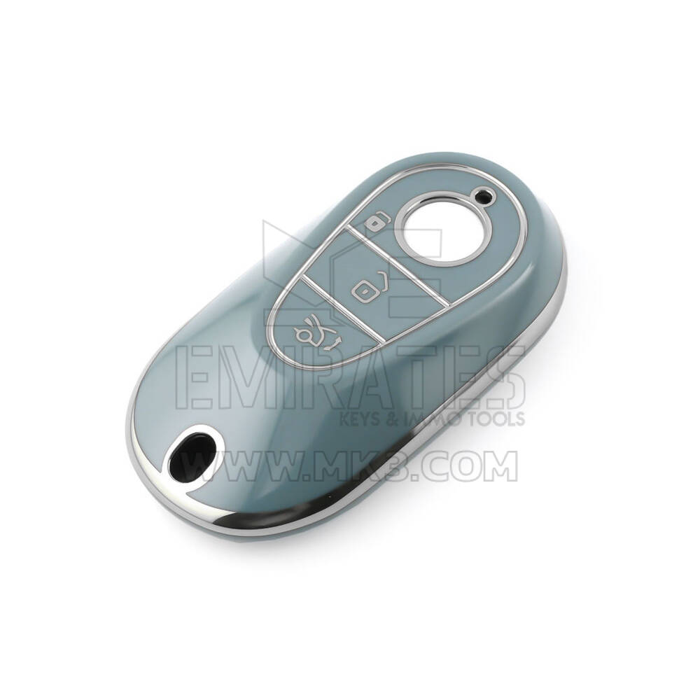 New Aftermarket Nano High Quality Cover For Mercedes Remote Key 3 Button Gray Color Silver Frame Benz-C11Y | Emirates Keys