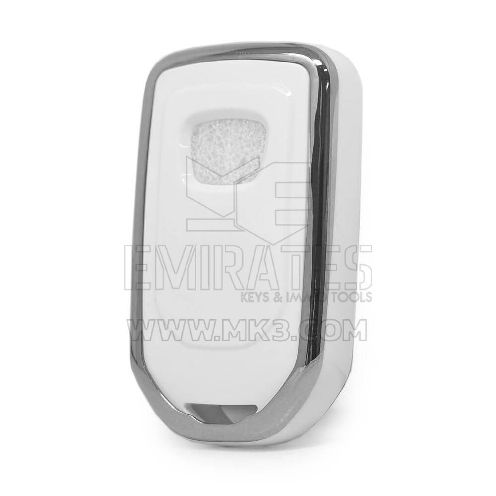 Nano funda para mando a distancia Honda de 4 botones, color blanco, marco plateado HD-A11Y4 | MK3