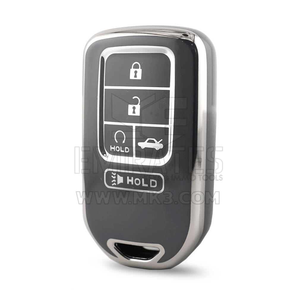 Funda nano de alta calidad para mando a distancia Honda de 5 botones, color gris oscuro, marco plateado HD-A11Y5