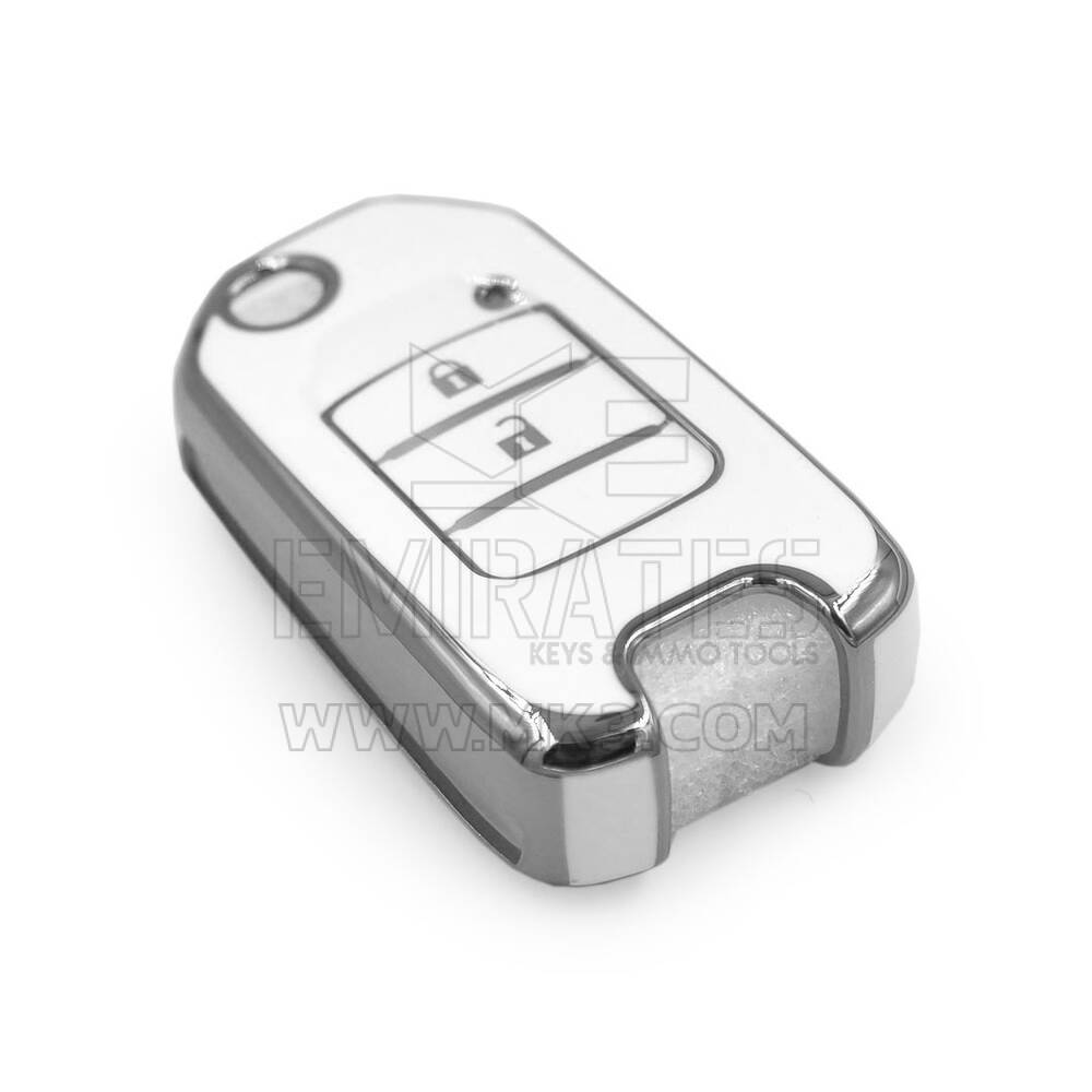 Nueva funda nano de alta calidad para mando a distancia Honda de 2 botones, color blanco, marco plateado HD-B11Y2 | Emirates Keys
