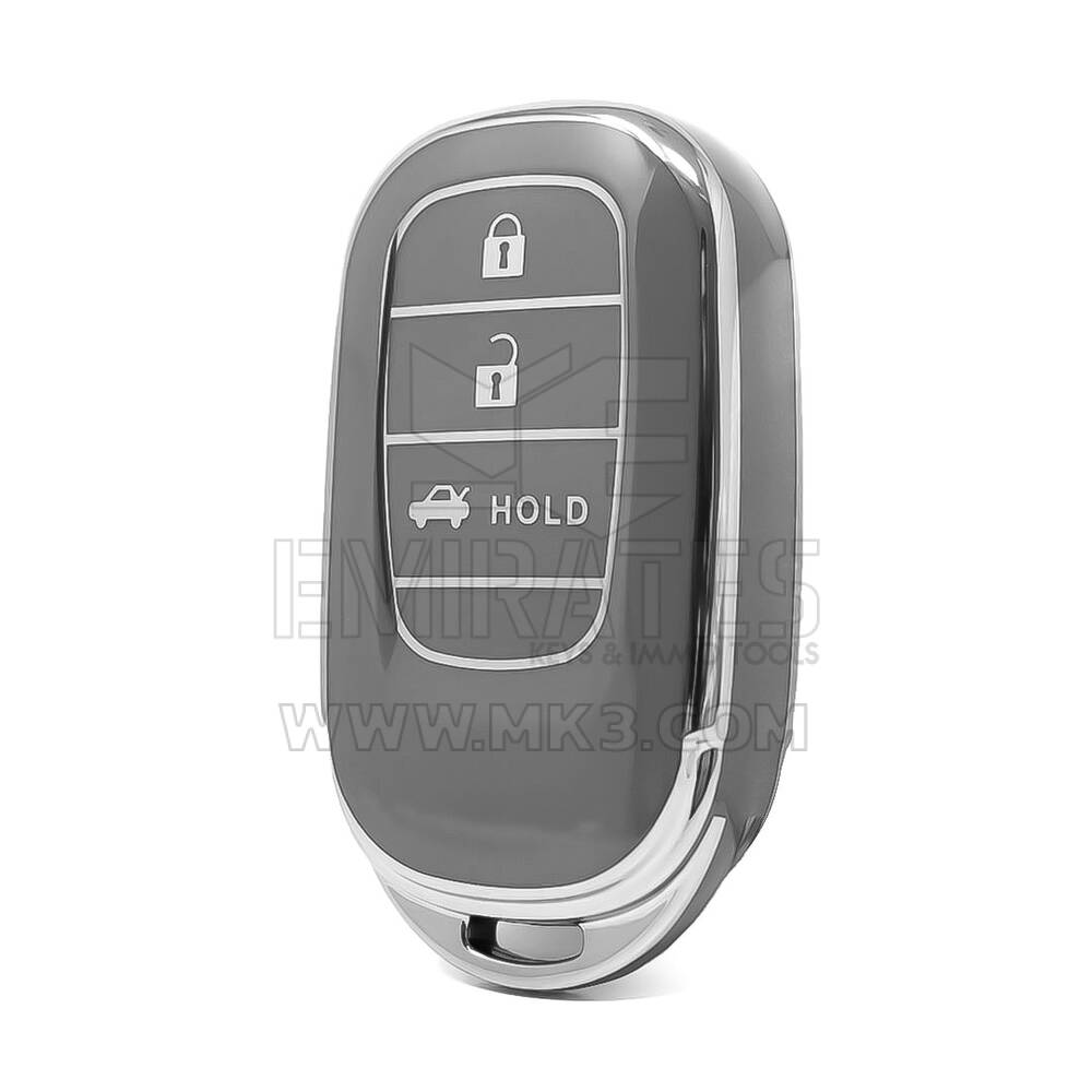Высококачественный чехол Nano для дистанционного ключа Honda с 3 кнопками, темно-серый цвет, серебристая оправа, HD-G11Y3A