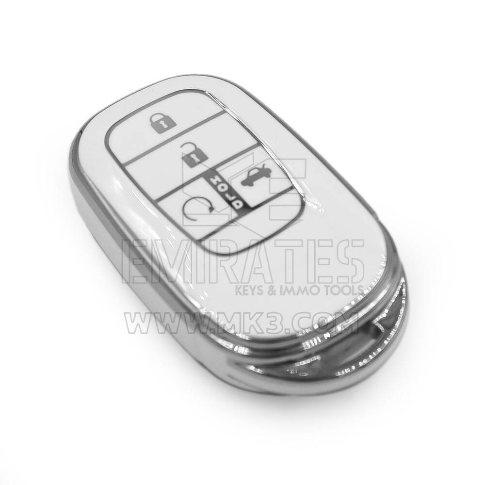 Nueva funda nano de alta calidad para mando a distancia Honda de 4 botones, color blanco, marco plateado HD-G11Y4A | Emirates Keys