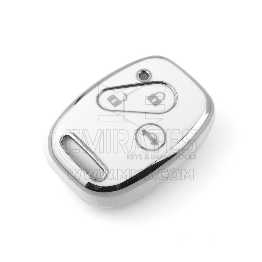 Nova capa Nano de reposição de alta qualidade para chave remota Honda com 3 botões, cor branca, moldura prateada HD-J11Y3A | Chaves Emirates