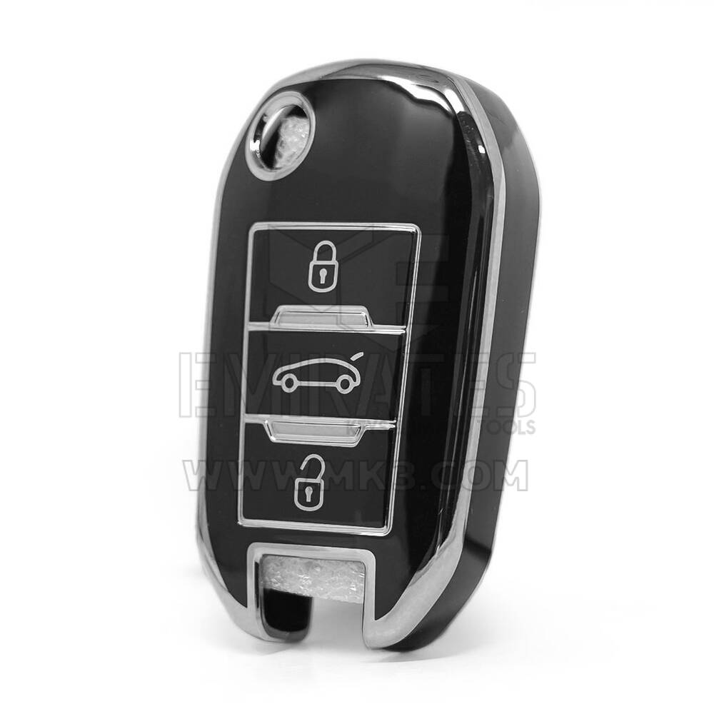 Nano High Quality Cover For Peugeot Remote Key 3 Button Black Color Silver Frame PG-C11Y
