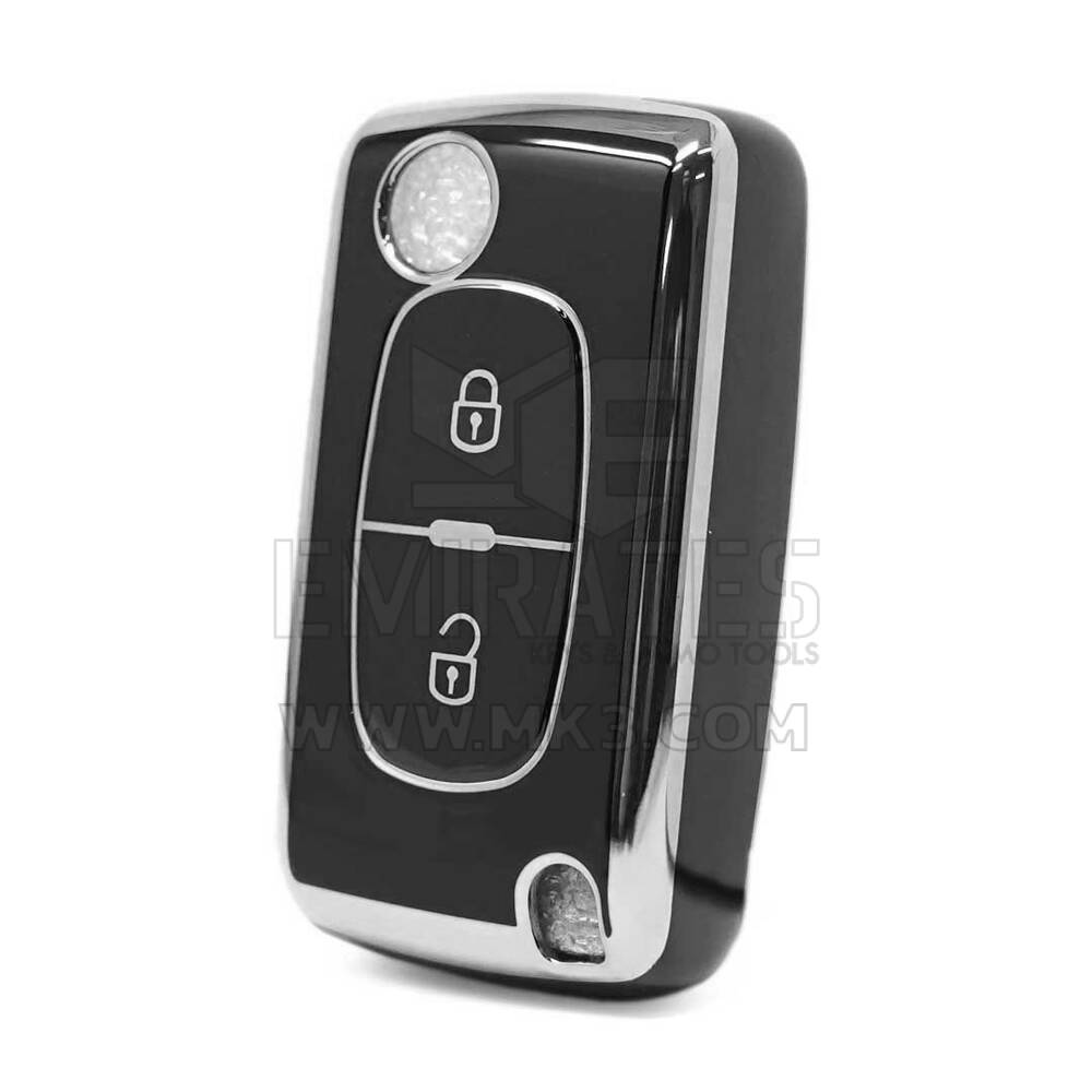Nano High Quality Cover For Peugeot Remote Key 2 Button Black Color Silver Frame PG-D11Y2