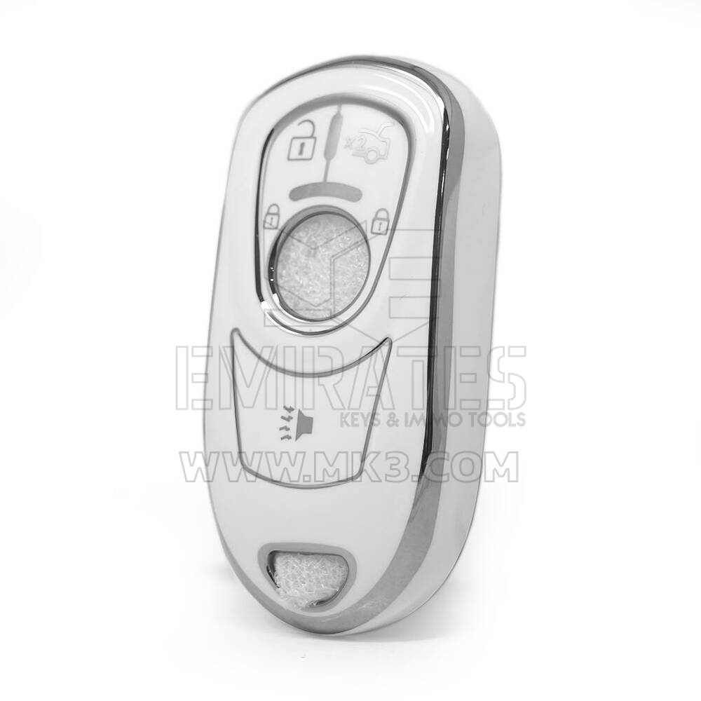 Funda nano de alta calidad para mando a distancia Buick de 5 botones, color blanco, marco plateado BK-A11Y5B