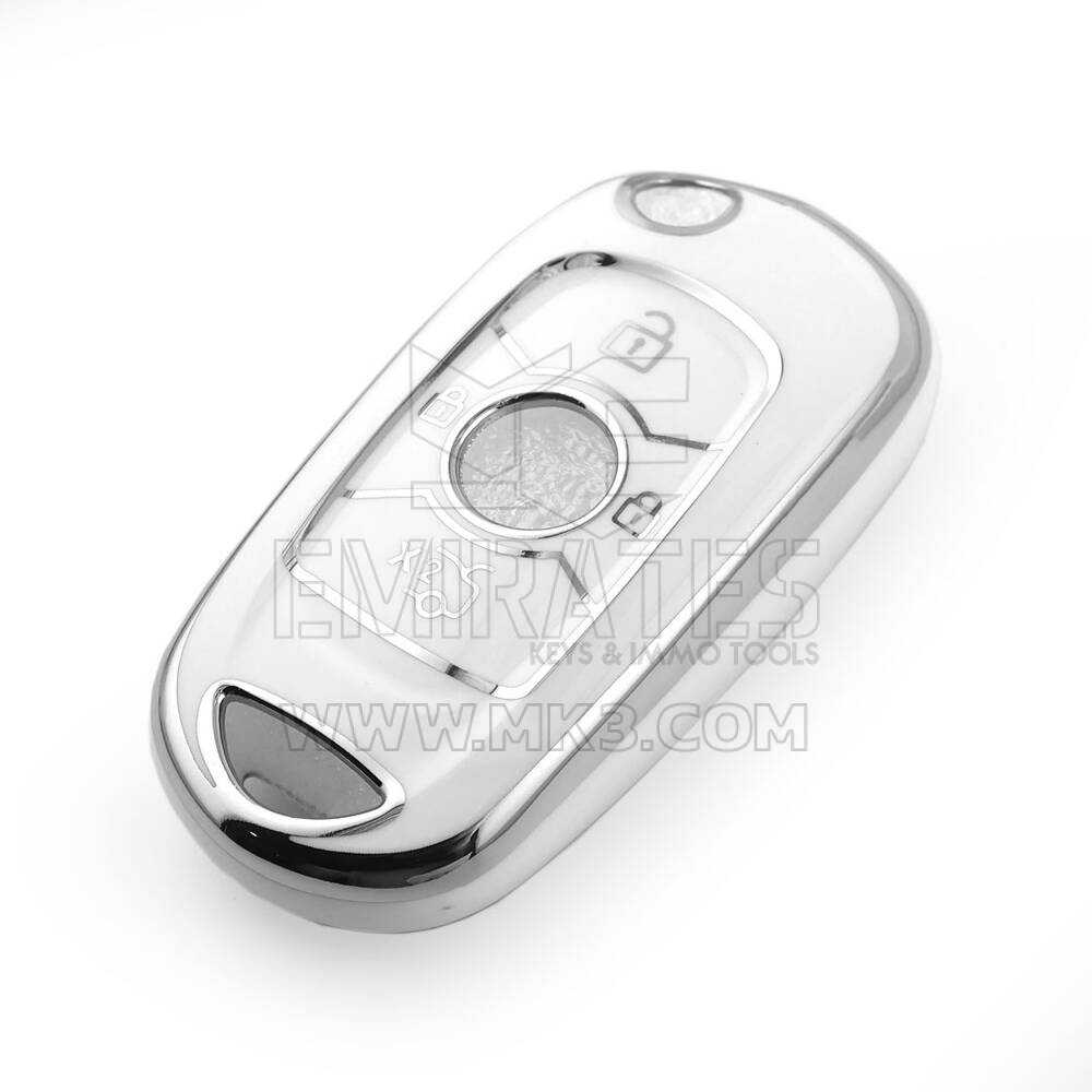 Nueva funda nano de alta calidad para mando a distancia Buick de 4 botones, color blanco, marco plateado BK-B11Y | Emirates Keys