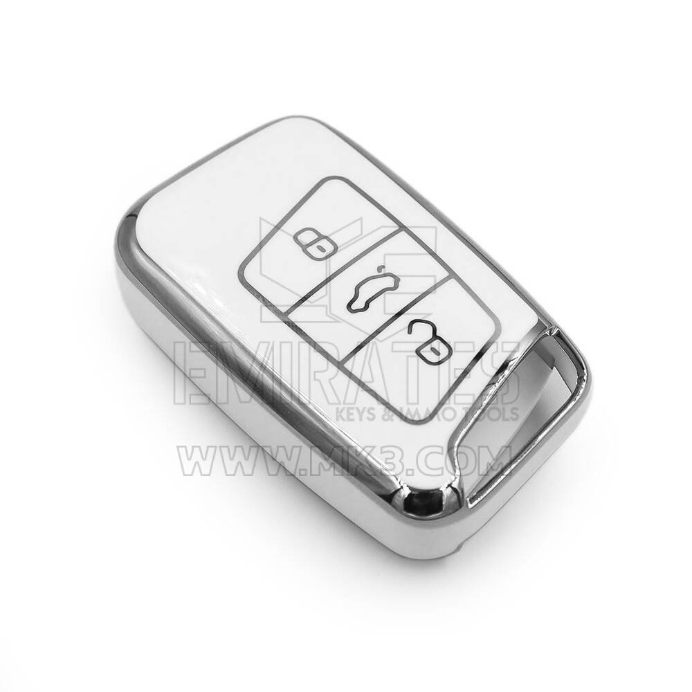 New Aftermarket Nano High Quality Cover For Volkswagen Remote Key 3 Button White Color Silver Frame VW-D11Y3 | Emirates Keys