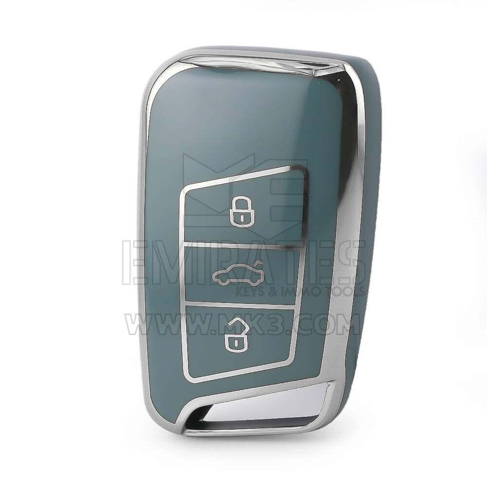 Nano High Quality Cover For Volkswagen Remote Key 3 Button Gray Color Silver Frame VW-D11Y3