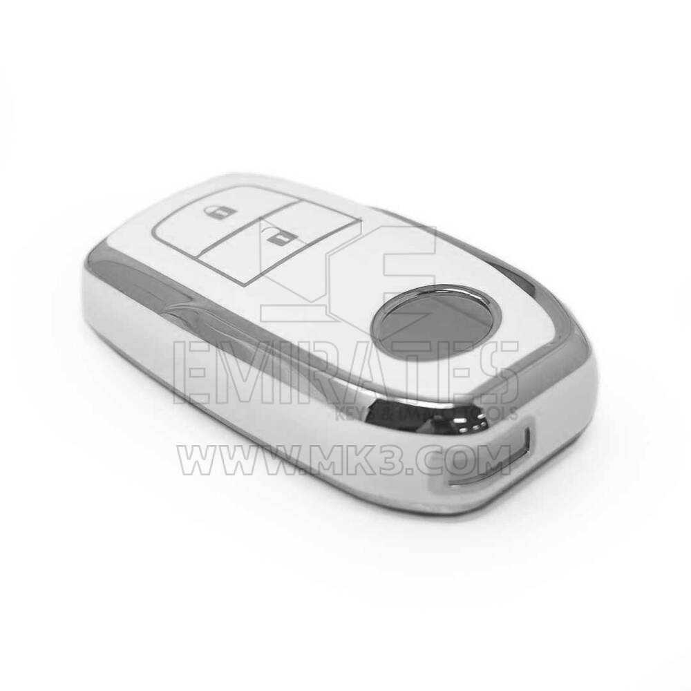 Nueva funda nano de alta calidad para mando a distancia Toyota de 2 botones, color blanco, marco plateado TYT-A11Y2 | Emirates Keys