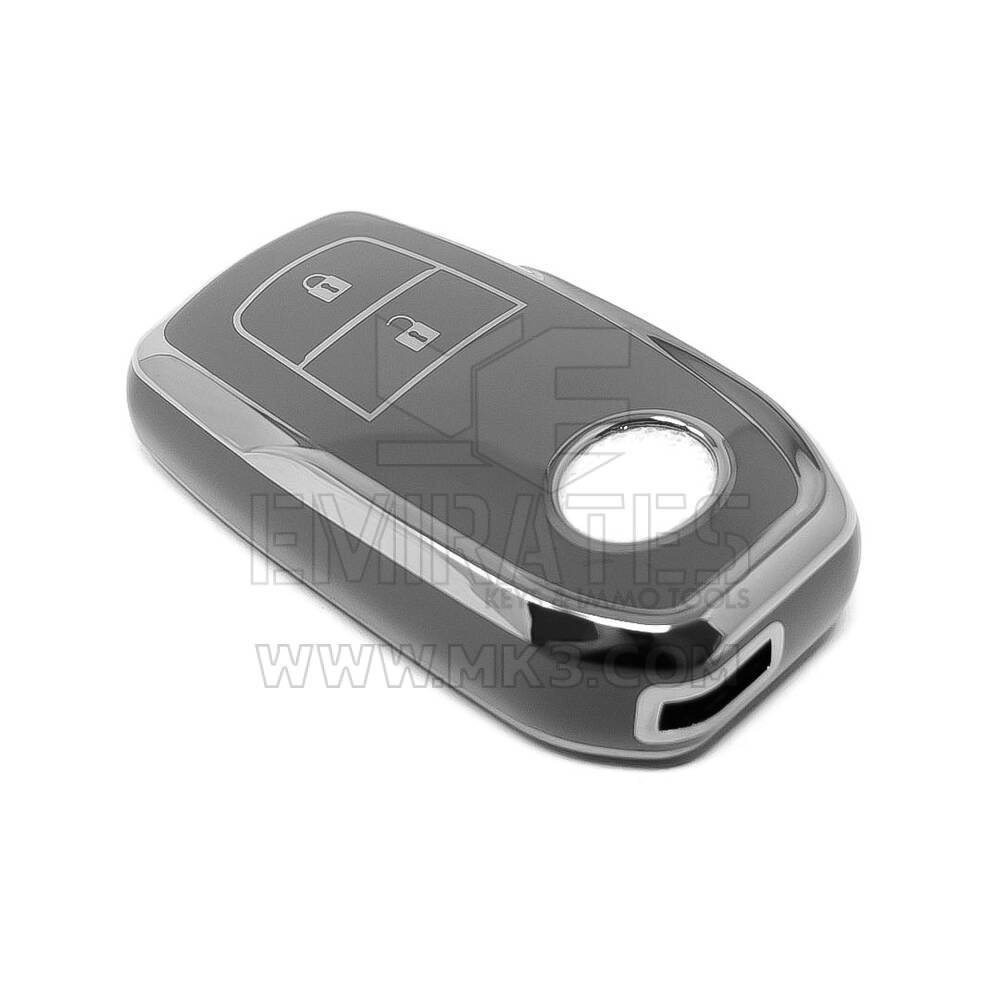 Nueva funda nano de alta calidad para mando a distancia Toyota de 2 botones, color gris oscuro, marco plateado TYT-A11Y2 | Emirates Keys
