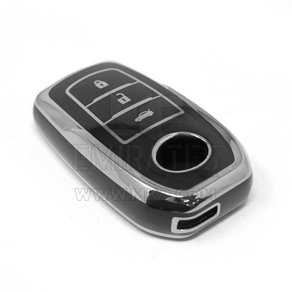 Nueva funda nano de alta calidad para mando a distancia Toyota de 3 botones, color negro, marco plateado TYT-A11Y3 | Emirates Keys