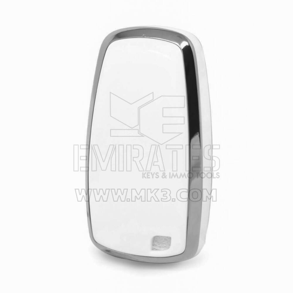 Capa Nano para Chave Remota Ford com 5 Botões, Cor Branca, Moldura Prateada Ford-B11Y5 | MK3