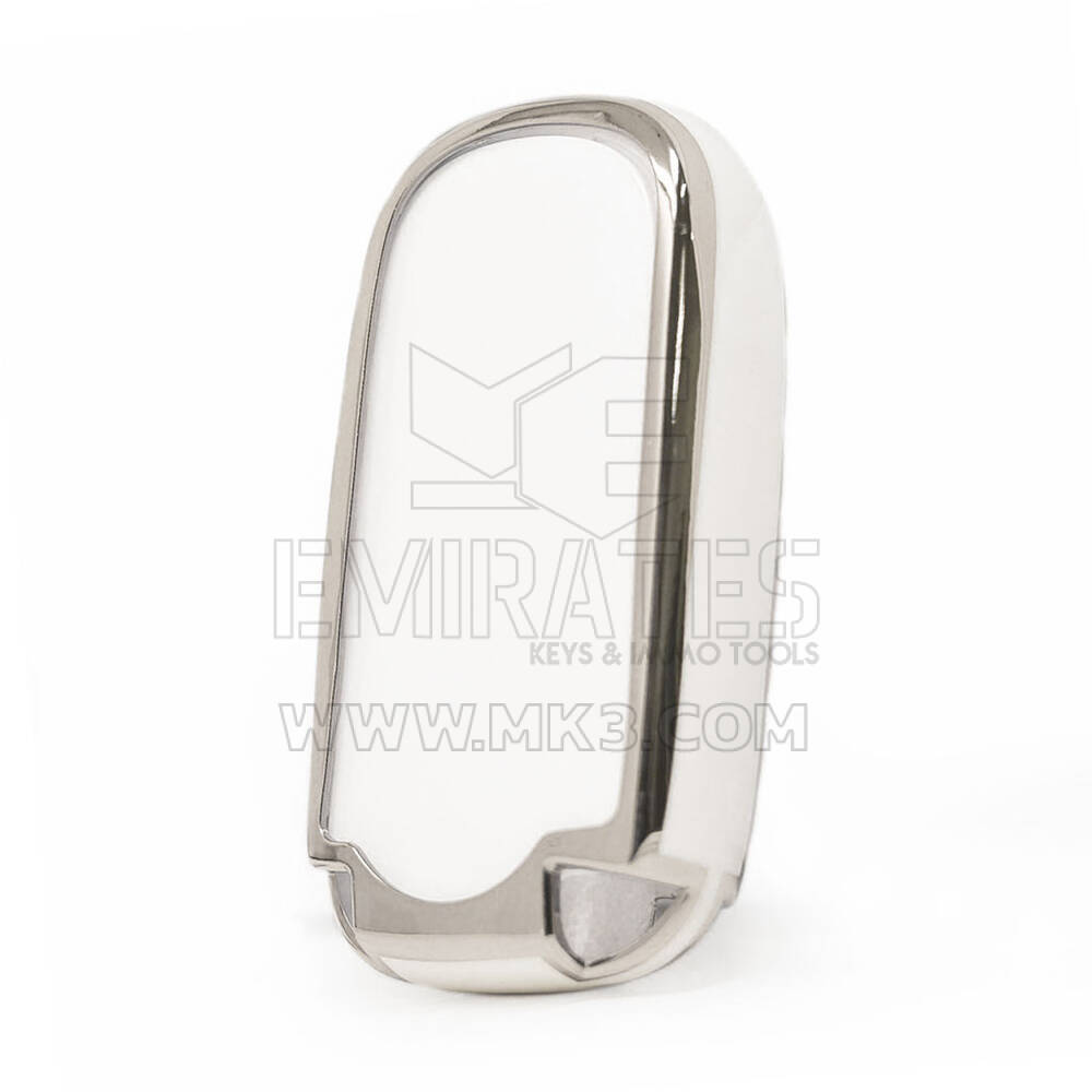 Capa Nano para Chave Remota Jeep com 5 Botões, Cor Branca, Moldura Prateada, Jeep-B11Y5 | MK3