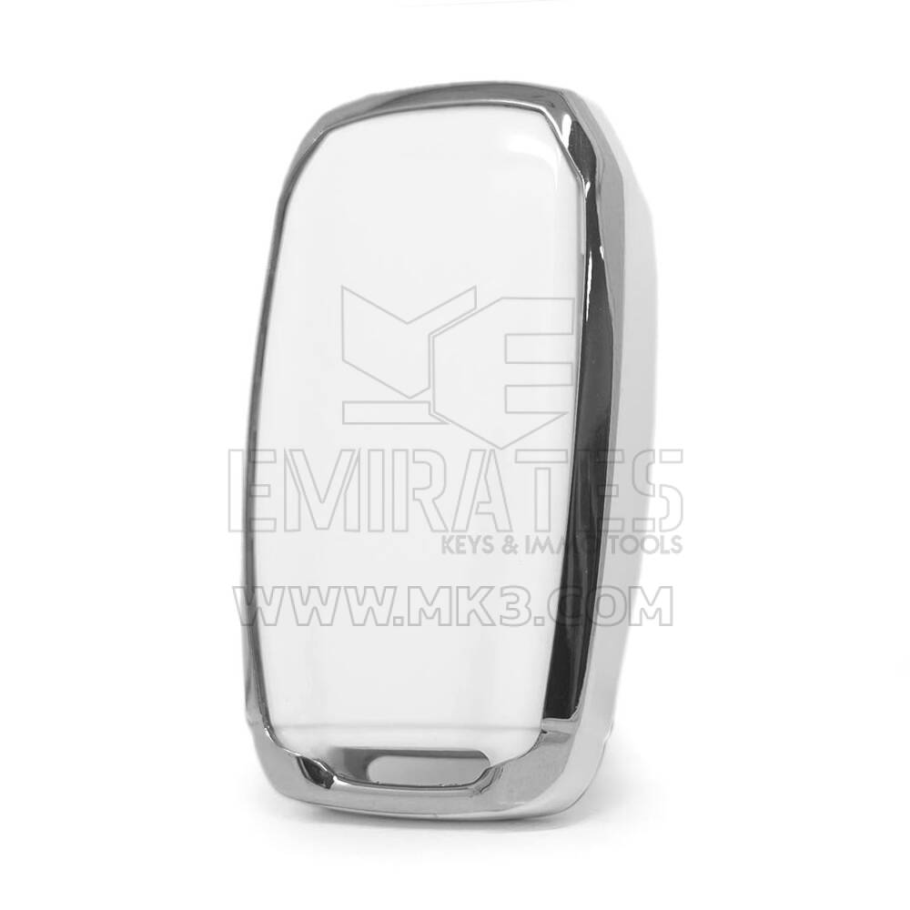 Capa Nano para Chave Remota Jeep com 4 Botões, Cor Branca, Moldura Prateada, Jeep-D11Y4 | MK3