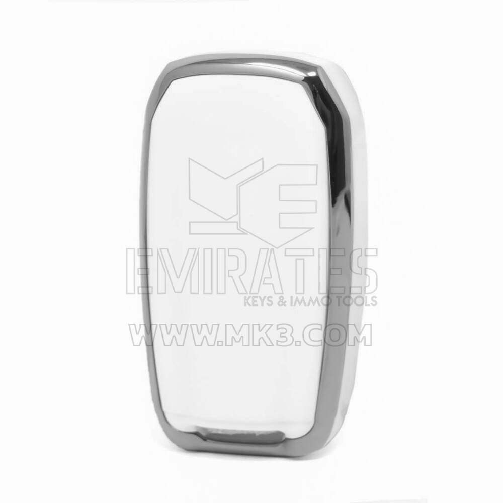 Capa Nano para Chave Remota Jeep com 5 Botões, Cor Branca, Moldura Prateada, Jeep-D11Y5 | MK3