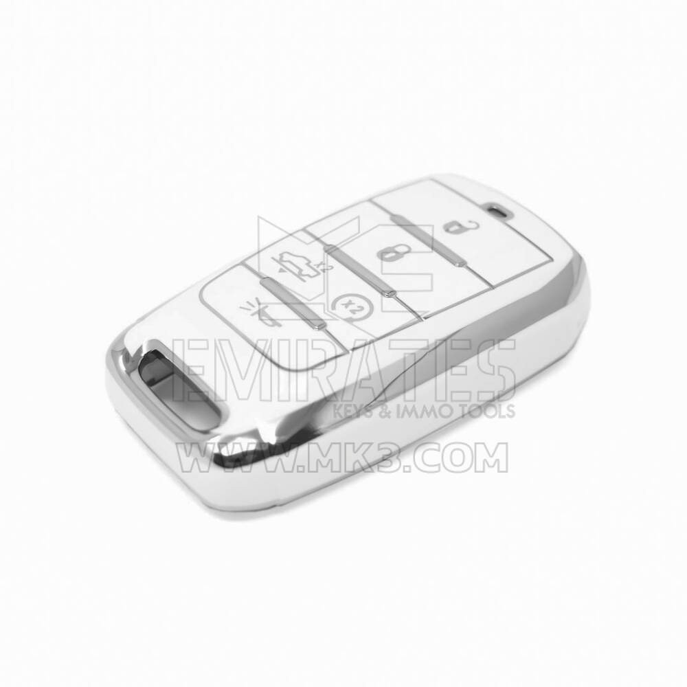 Nova capa Nano de reposição de alta qualidade para chave remota Jeep com 5 botões, cor branca, moldura prateada, Jeep-D11Y5 | Chaves Emirates