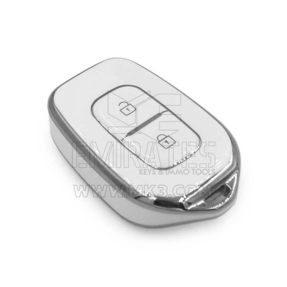 Новый высококачественный чехол Aftermarket Nano для дистанционного ключа Renault с 2 кнопками, белый цвет, серебристая рамка RN-C11Y2 | Emirates Keys