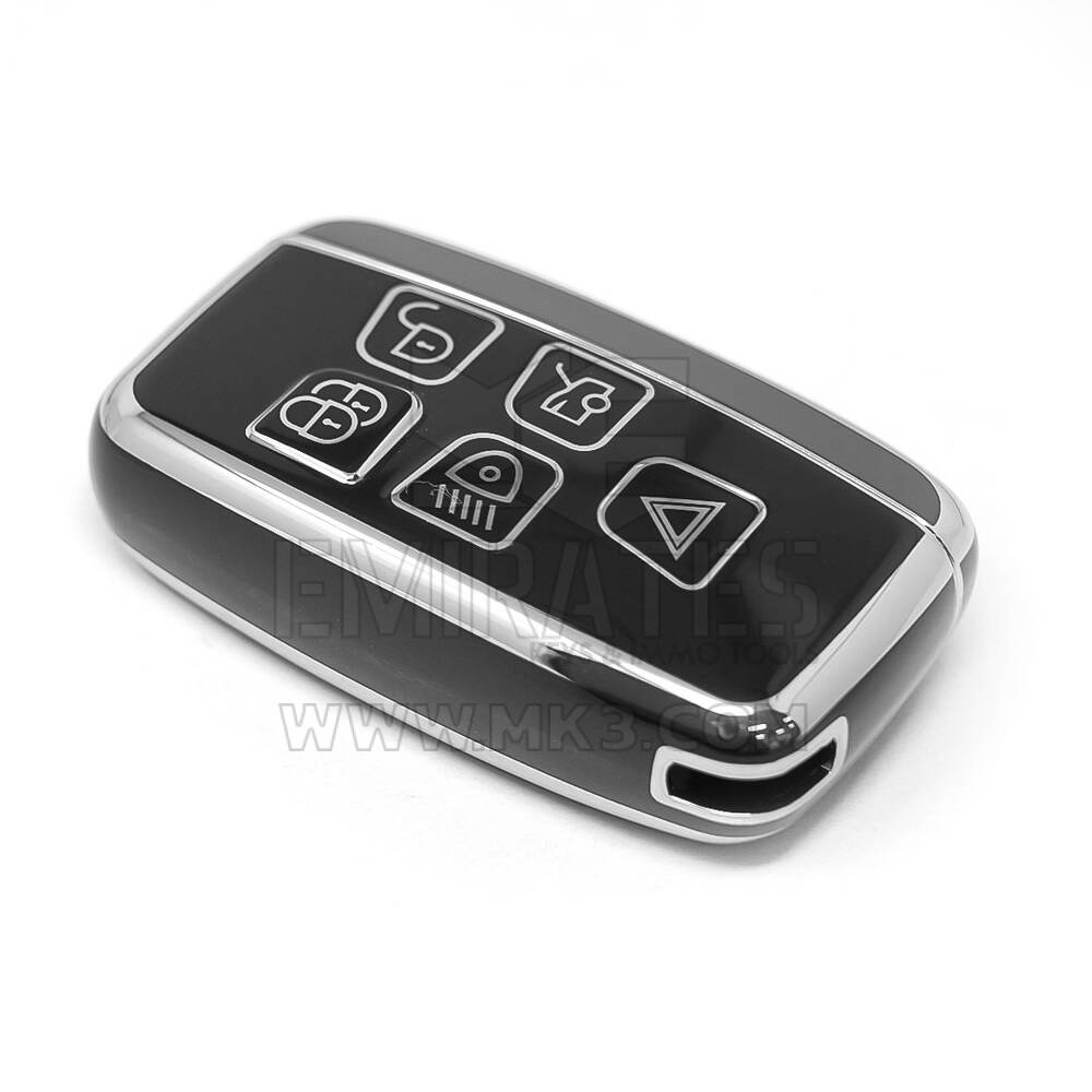 Coque Nano de rechange de haute qualité pour clé télécommande Land Rover 5 boutons, noire, cadre argenté LR-A11Y | Emirates Keys