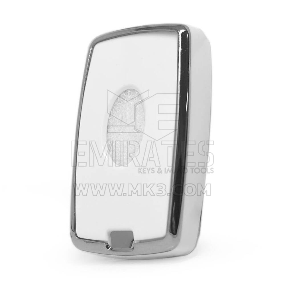 Coque Nano pour télécommande Land Rover 5 boutons, blanche, cadre argenté, LR-B11Y | MK3