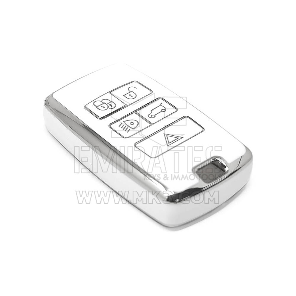 Coque Nano de rechange de haute qualité pour clé télécommande Land Rover 5 boutons, blanche, cadre argenté, LR-B11Y | Emirates Keys