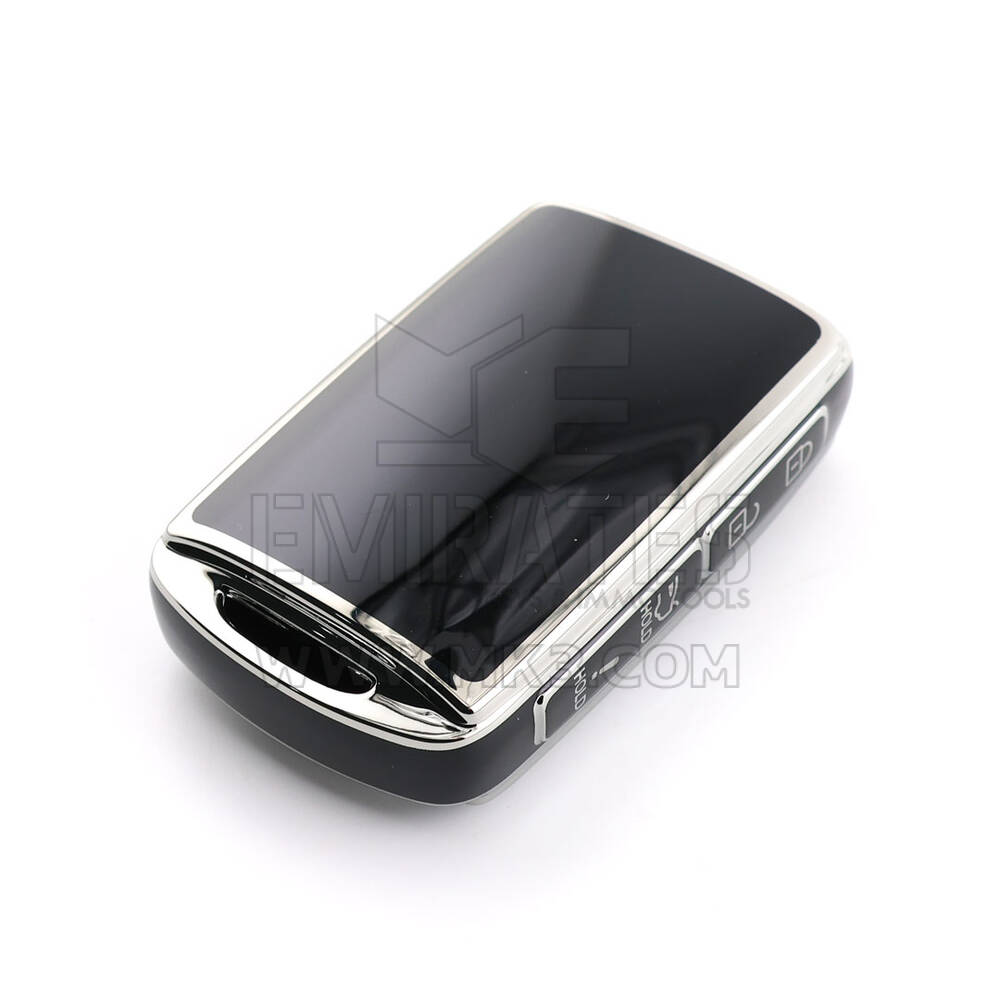 Nuova cover aftermarket di alta qualità per telecomando Mazda a 4 pulsanti, colore nero, cornice argentata MZD-B11Y4 | Emirates Keys