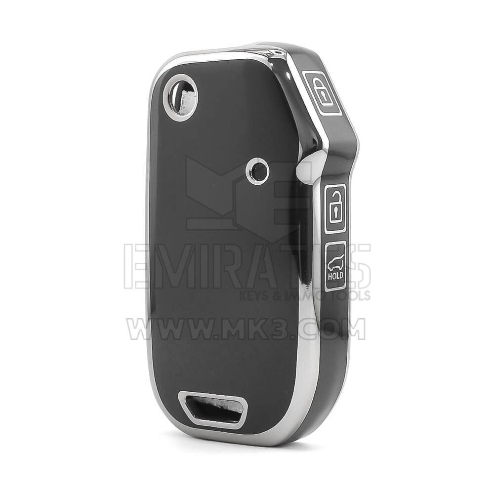 Funda nano de alta calidad para mando a distancia KIA de 3 botones, color negro, marco plateado, KIA-C11Y3