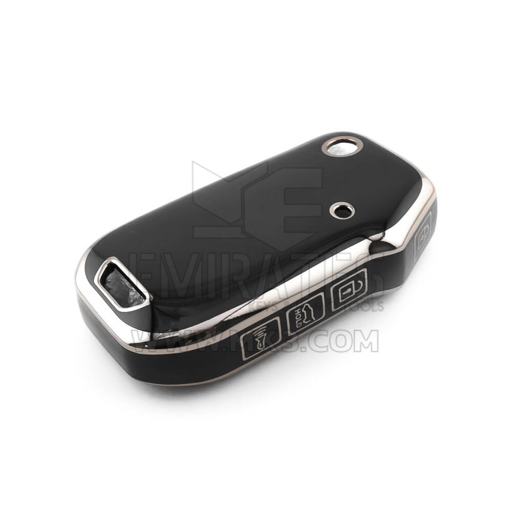 Nueva funda nano de alta calidad para mando a distancia KIA de 4 botones, color negro, marco plateado, KIA-T11Y4 | Emirates Keys