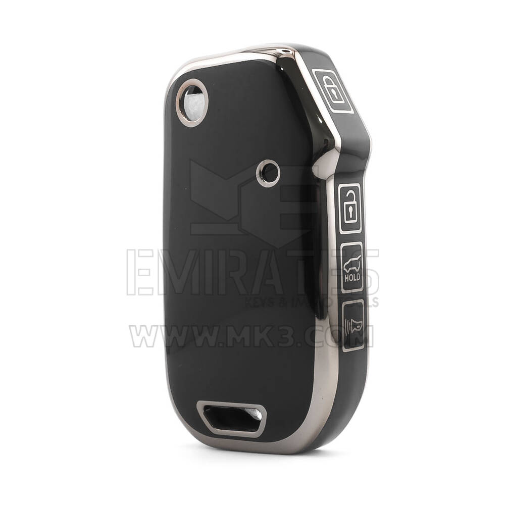 Funda nano de alta calidad para mando a distancia KIA de 4 botones, color negro, marco plateado, KIA-T11Y4