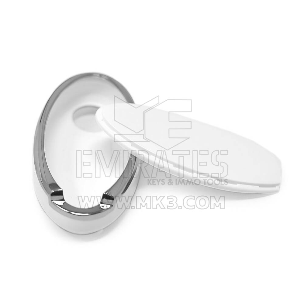 New Aftermarket Nano High Quality Cover For Nissan Remote Key 2 Button White Color Silver Frame NS-A11Y3C | Emirates Keys
