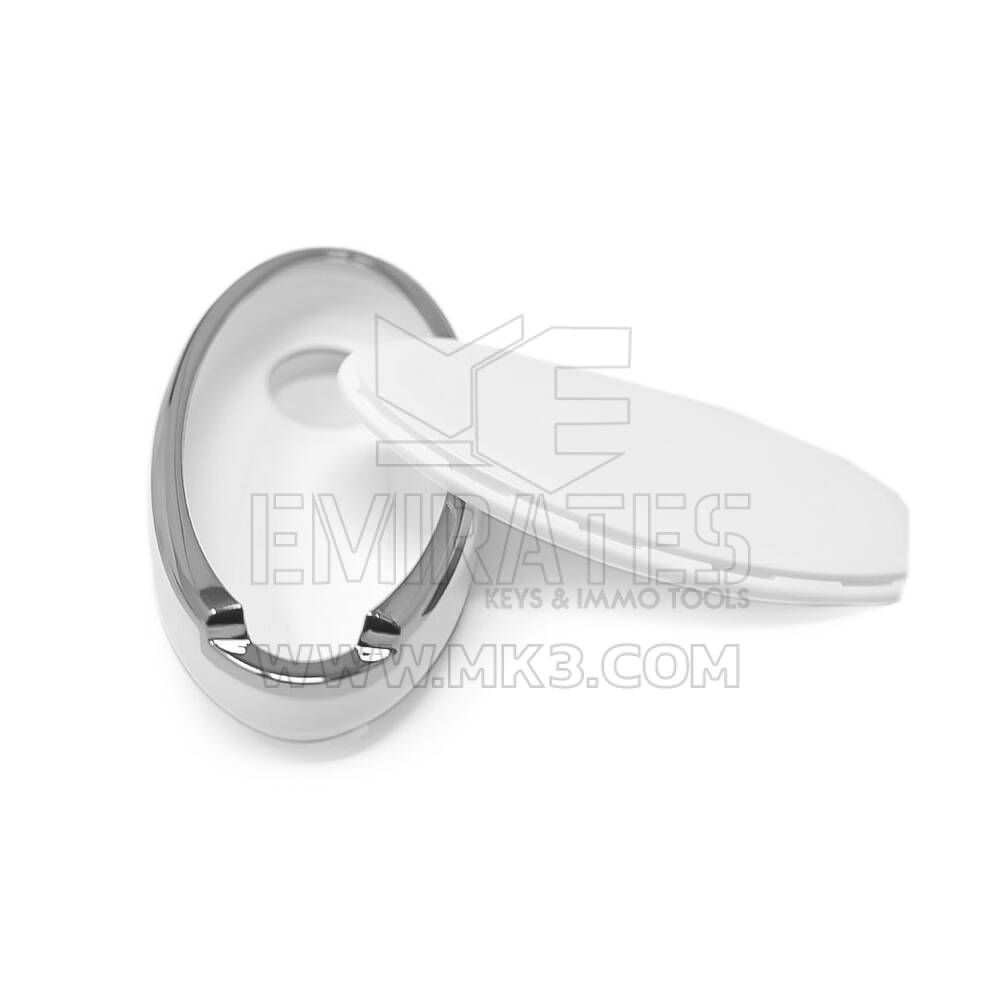 New Aftermarket Nano High Quality Cover For Nissan Remote Key 4 Button White Color Silver Frame NS-A11Y4A | Emirates Keys