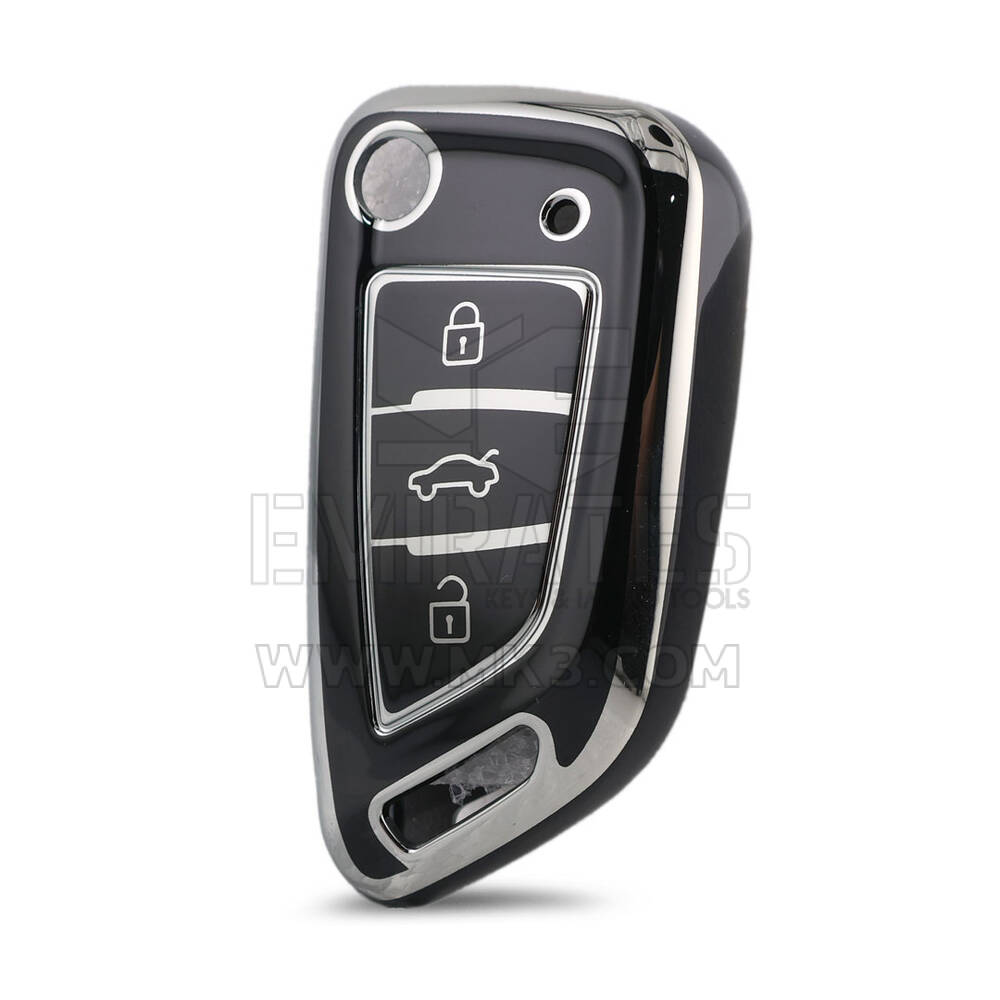 Nano High Quality Cover For Xhorse Remote Key 3 Button Black Color Silver Frame XH-A11Y
