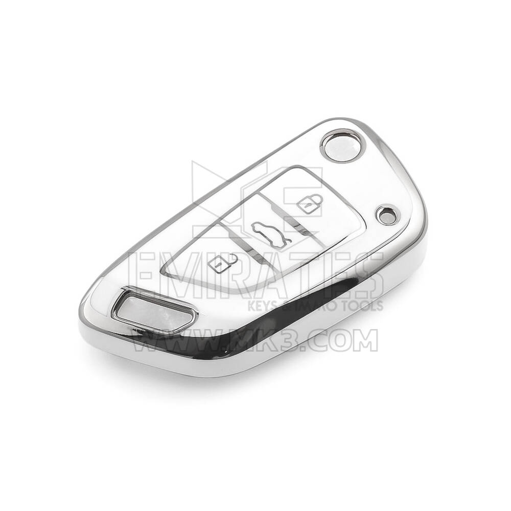 New Aftermarket Nano High Quality Cover For Xhorse Remote Key 3 Button White Color Silver Frame XH-A11Y | Emirates Keys