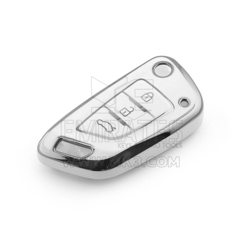 New Aftermarket Nano High Quality Cover For Xhorse Remote Key 3 Button White Color Silver Frame XH-B11Y | Emirates Keys