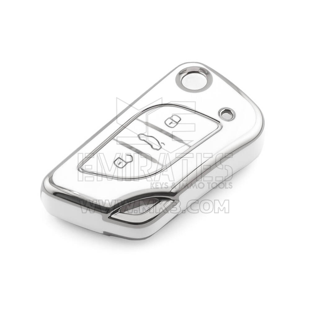 New Aftermarket Nano High Quality Cover For Xhorse Remote Key 3 Button White Color Silver Frame XH-C11Y | Emirates Keys