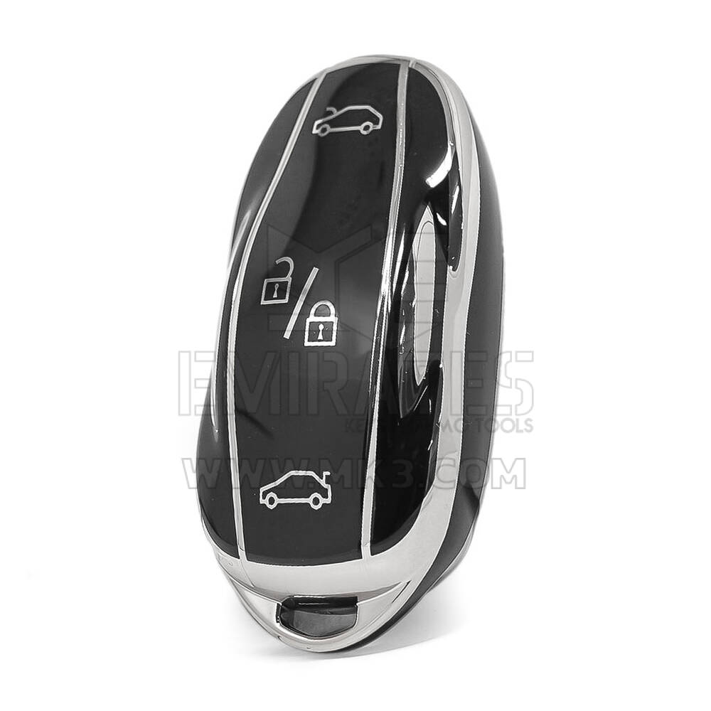 Nano High Quality Cover For Tesla Remote Key 4 Button Black Color Silver Frame TSL-C11Y