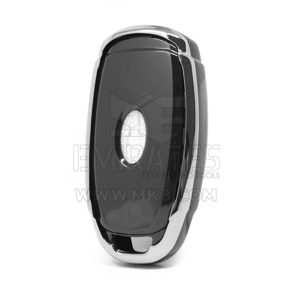 Cover Nano per chiave telecomando Hyundai a 4 pulsanti, colore nero, cornice argentata HY-D11Y4A | MK3
