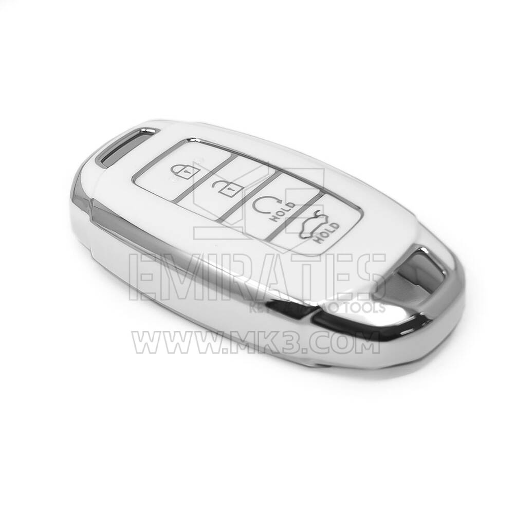 Yeni Satış Sonrası Nano Yüksek Kaliteli Kapak Hyundai Uzaktan Anahtar 4 Düğme Beyaz Renk Gümüş Çerçeve HY-D11Y4B | Emirates Keys