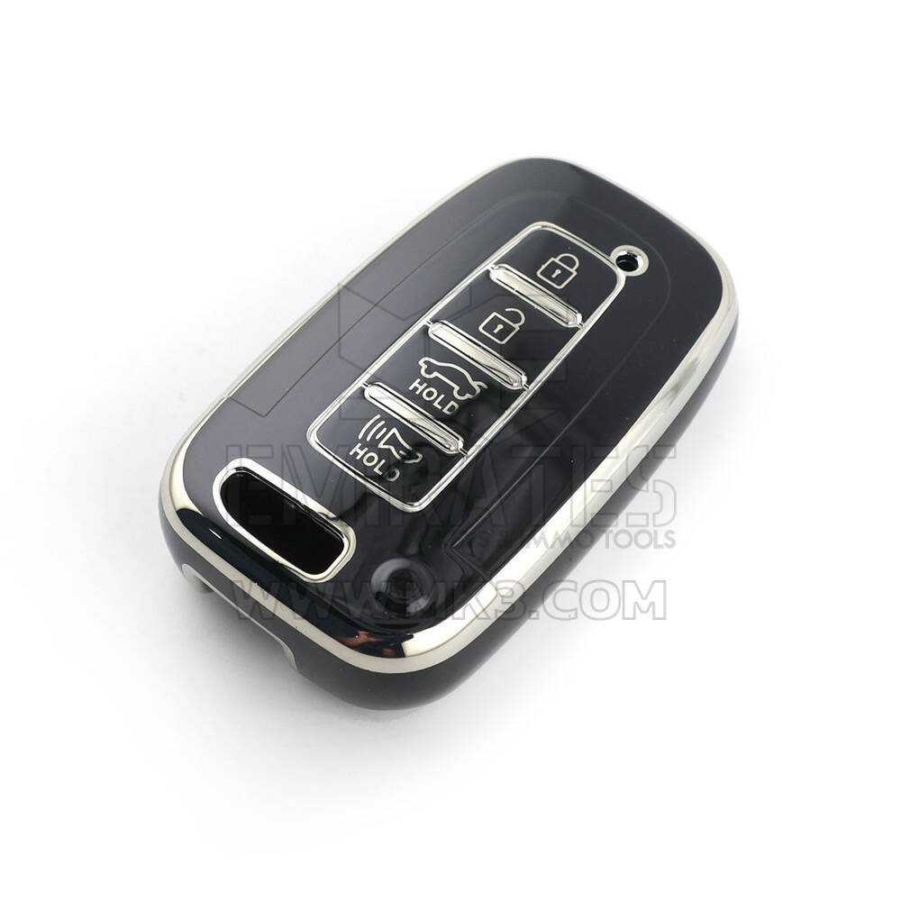 Yeni Satış Sonrası Nano Yüksek Kaliteli Kapak Hyundai Uzaktan Anahtar 4 Düğme Siyah Renk Gümüş Çerçeve HY-G11Y4 | Emirates Keys