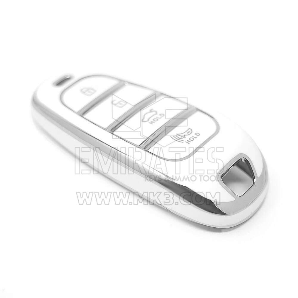 Hyundai Uzaktan Kumanda Anahtarı İçin Yeni Satış Sonrası Nano Yüksek Kaliteli Kılıf 4 Düğmeli Beyaz Renkli Gümüş Çerçeve HY-H11Y4A | Emirates Keys