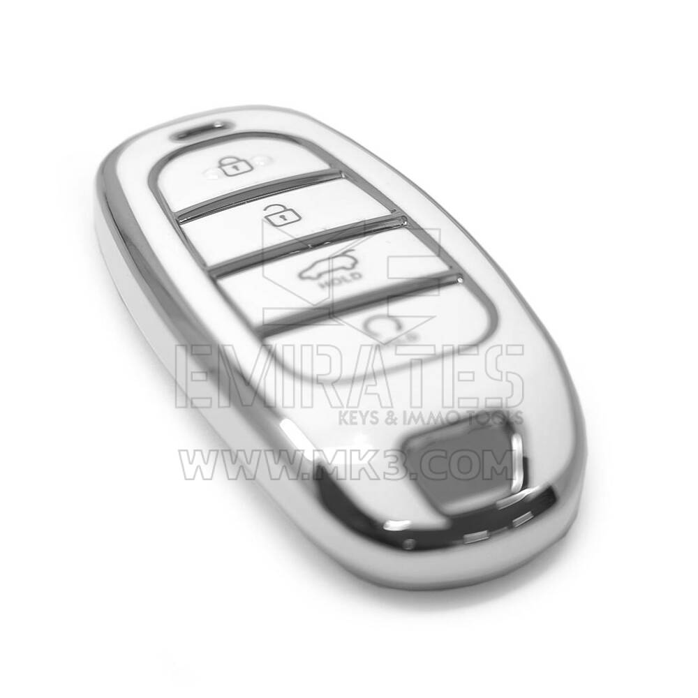 Hyundai Uzaktan Kumanda Anahtarı İçin Yeni Satış Sonrası Nano Yüksek Kaliteli Kılıf 4 Düğmeli Beyaz Renkli Gümüş Çerçeve HY-H11Y4B | Emirates Keys