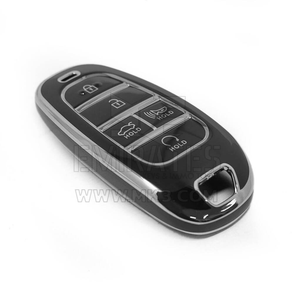 Coque Nano de rechange de haute qualité pour clé télécommande Hyundai 5 boutons, noire, cadre argenté, HY-H11Y5 | Emirates Keys