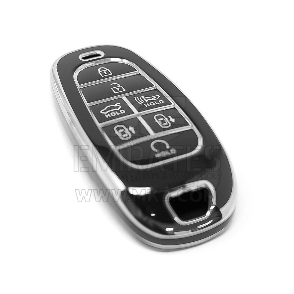 Hyundai Uzaktan Kumanda Anahtarı 7 Düğmeli Siyah Renkli Gümüş Çerçeve HY-H11Y7 İçin Yeni Satış Sonrası Nano Yüksek Kaliteli Kılıf | Emirates Keys