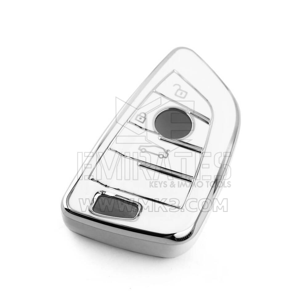 Новый высококачественный чехол Nano для дистанционного ключа BMW с 3 кнопками, белый цвет, серебристая оправа, BMW-B11Y3 | Emirates Keys