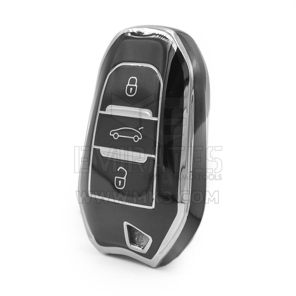 Nano High Quality Cover For Peugeot Remote Key 3 Button Black Color Silver Frame PG-A11Y